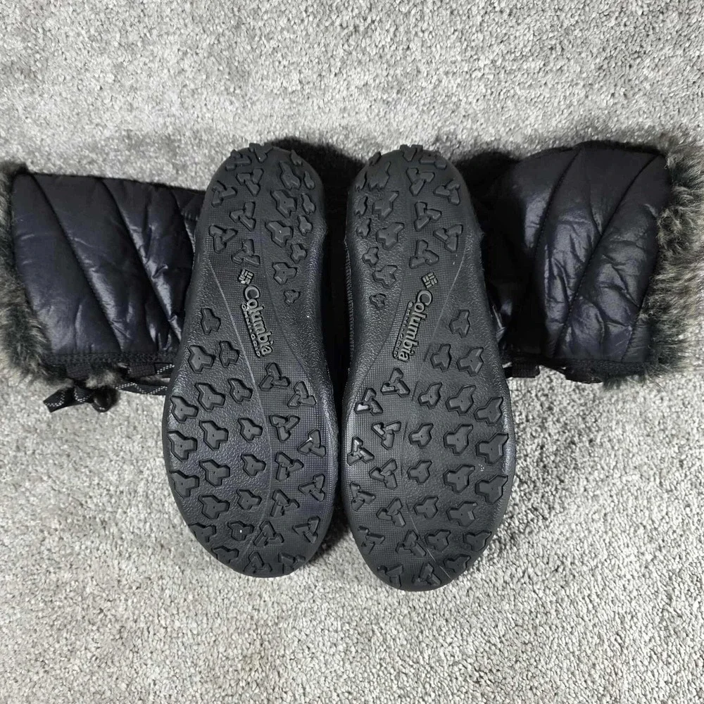 Columbia Winter Boots Mid II Omni-Heat Waterproof Black Faux Fur Trim Womens 7.5